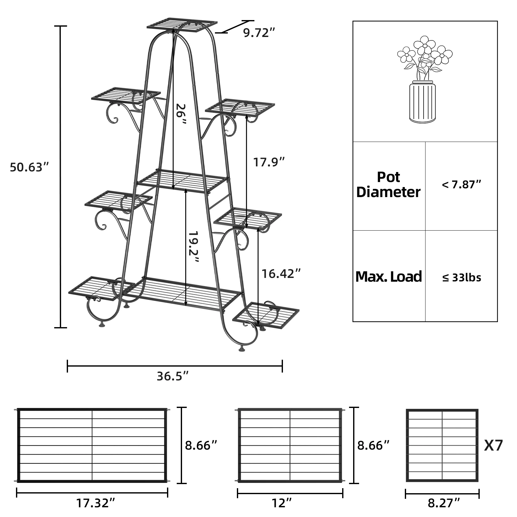 9 Tier Plant Stand Indoor Outdoor, Metal Multilayer Flower Shelf, Patio Garden Potted Plant Holder Display Rack for Plants Pots