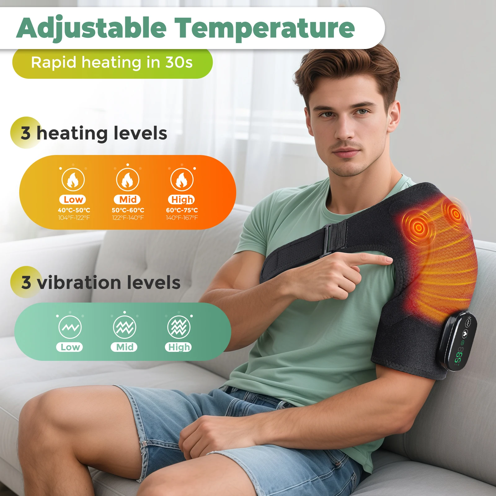 Electric Shoulder Massage Belt Brace Cordless Vibration Physiotherapy Muscle Relaxation Massager for Knee Elbow Support Strap