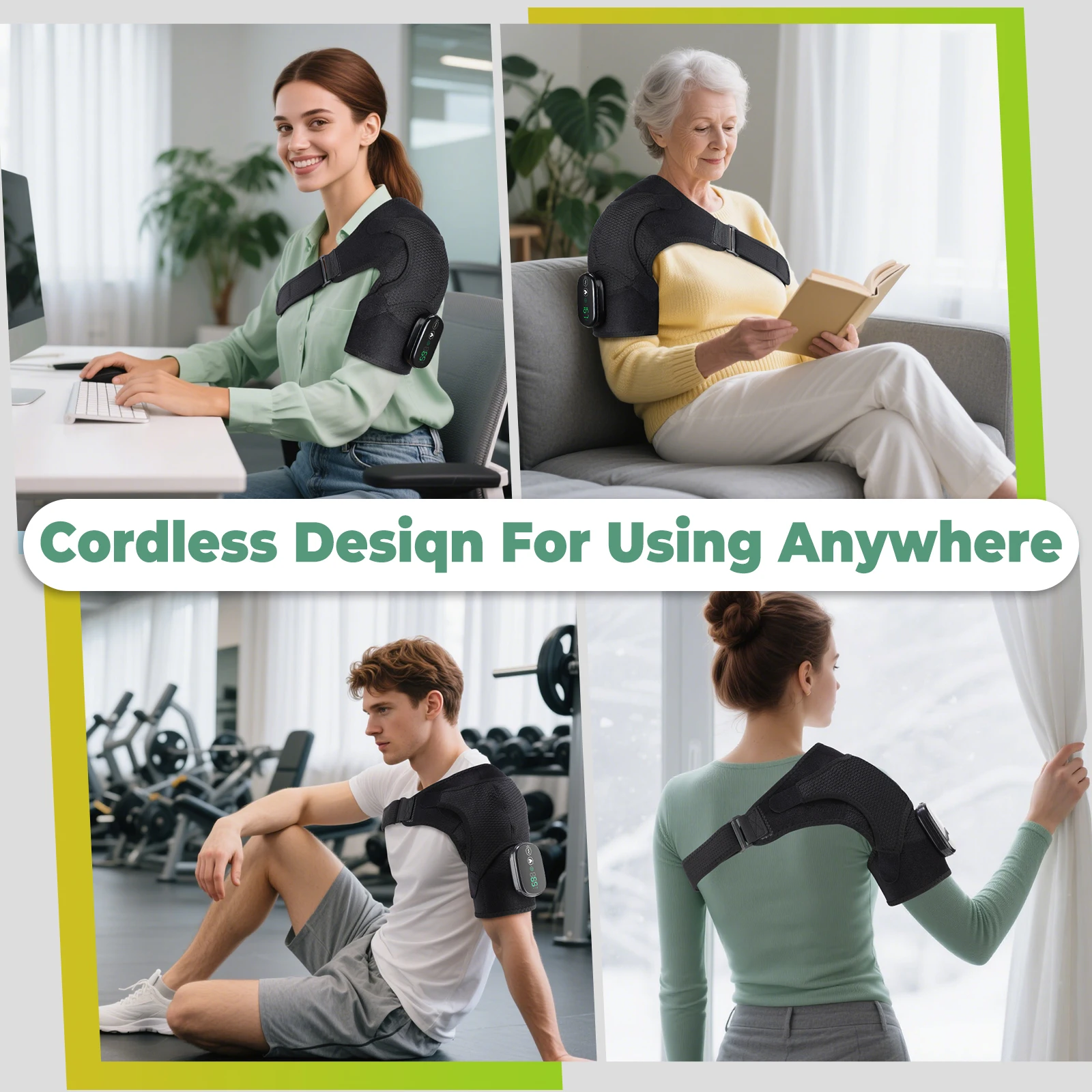 Electric Shoulder Massage Belt Brace Cordless Vibration Physiotherapy Muscle Relaxation Massager for Knee Elbow Support Strap