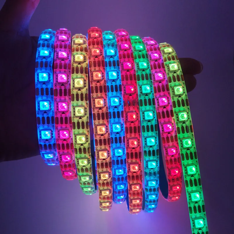 5m/roll WS2815 DC12V (WS2812B/WS2813) RGB LED Pixels Strip Light Individually Addressable LED Dual-Signal 30/60/144 Pixels/Led/m