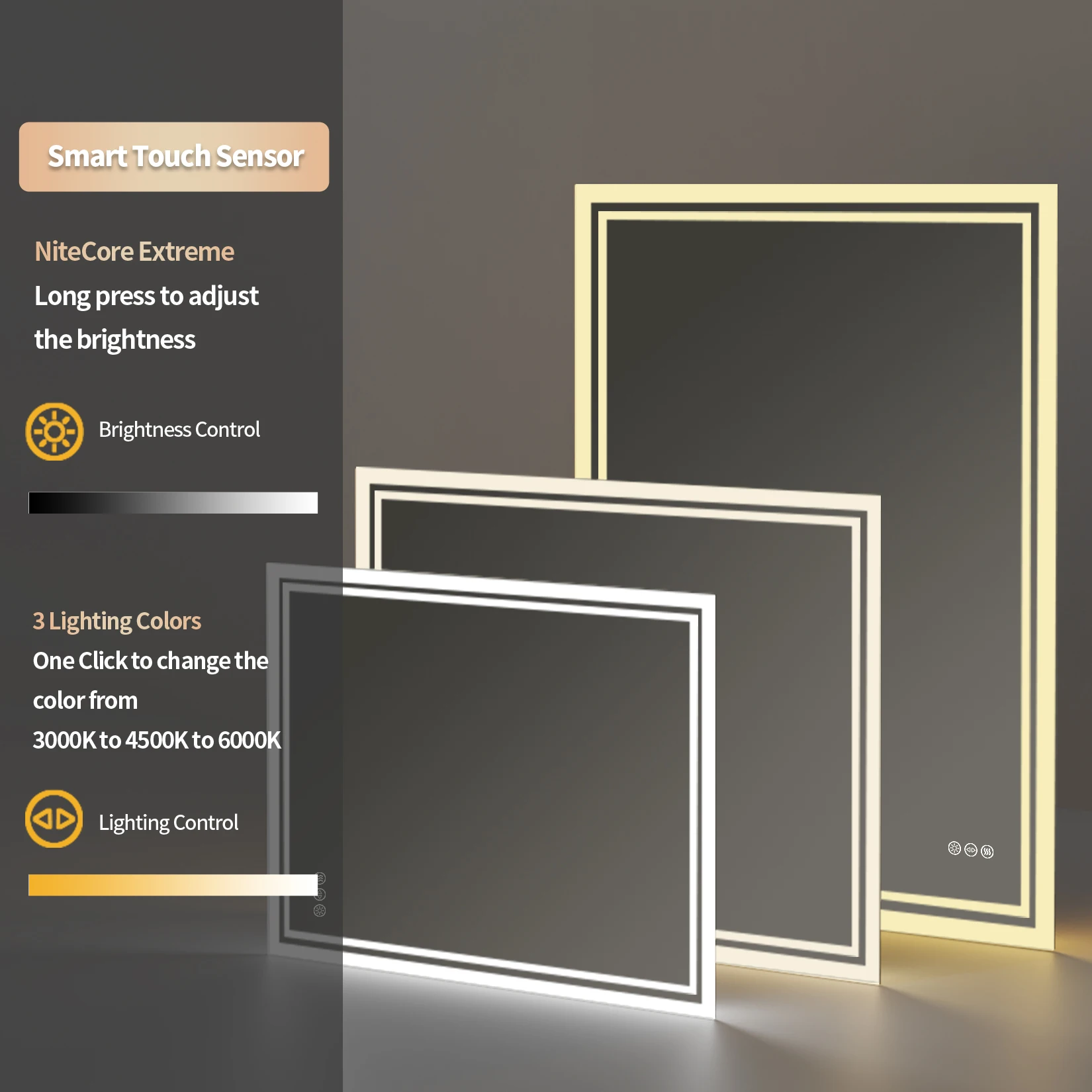 LED Backlit Mirror Bathroom Vanity with Lights,Anti-Fog,Dimmable,CRI90+,Touch Button,Water Proof,Horizontal/Vertical