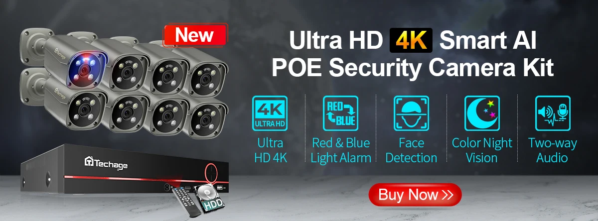 Techage 5MP 8MP 4K PTZ Security POE IP Camera CCTV Surveillance 4K Video Camera Outdoor Ai Human Detection Two Way Audio ONVIF