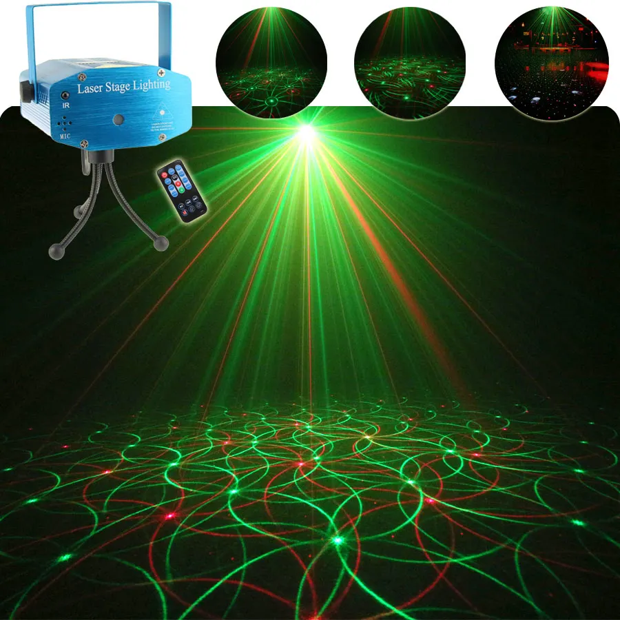 Mini R&G Moving 4 Patterns Laser Projector Disco Light DJ Bar Dance House Party Christmas Flash Stage Lamp Show YR4
