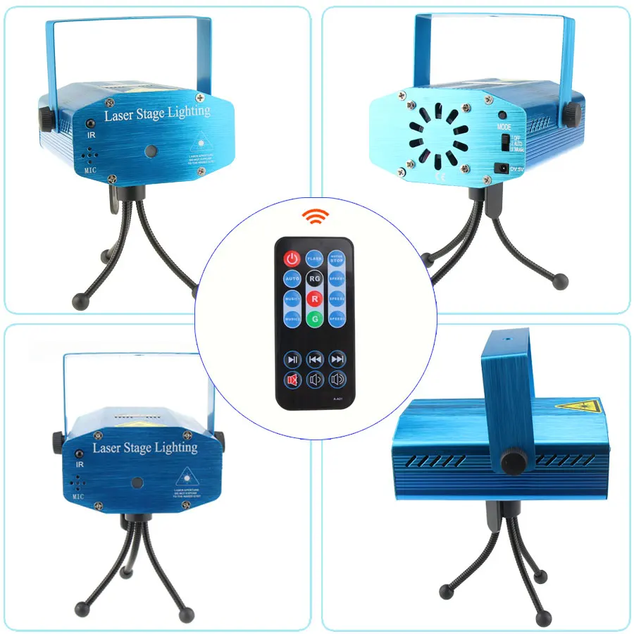 Mini R&G Moving 4 Patterns Laser Projector Disco Light DJ Bar Dance House Party Christmas Flash Stage Lamp Show YR4