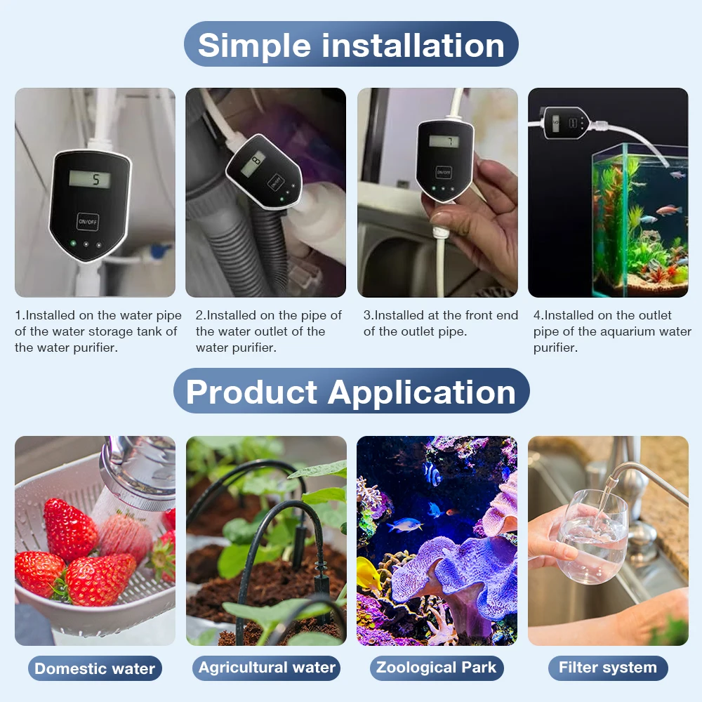 Inlines TDS Monitor 0-999 PPM TDS Meter Tap Water Filter Water Quality Tester for Drinking Water Fish Tank Real-time monitoring
