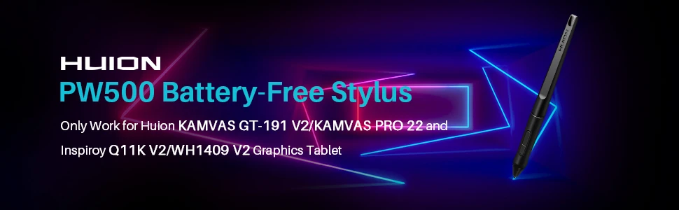 HUION PW500 Battery-Free Stylus for KAMVAS GT-191V2 / KAMVAS PRO 20/ 22 and Inspiroy Q11KV2 / WH1409V2 /Q620M