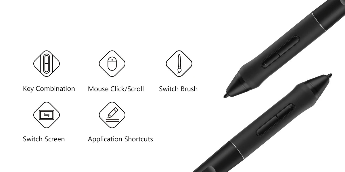 HUION PW500 Battery-Free Stylus for KAMVAS GT-191V2 / KAMVAS PRO 20/ 22 and Inspiroy Q11KV2 / WH1409V2 /Q620M