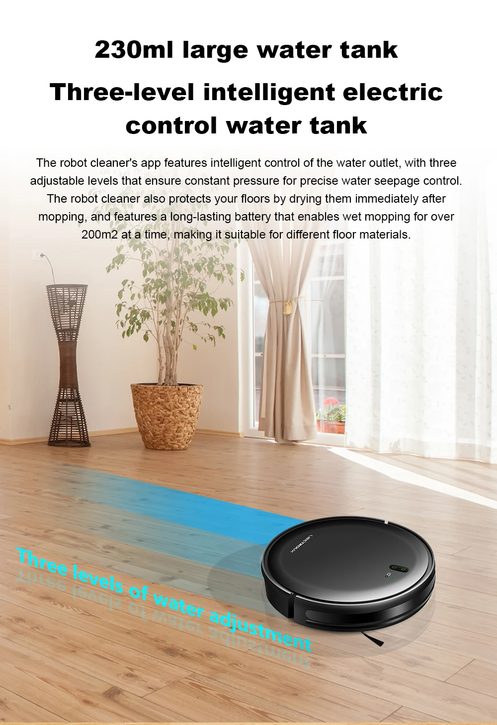 LIECTROUX L200 Robot Vacuum Cleaner & Wet Mop Combo,Smart Mapping,WiFi App,4KPa,Brushless Motor,Ideal for Pet Hair,Carpet,Floor