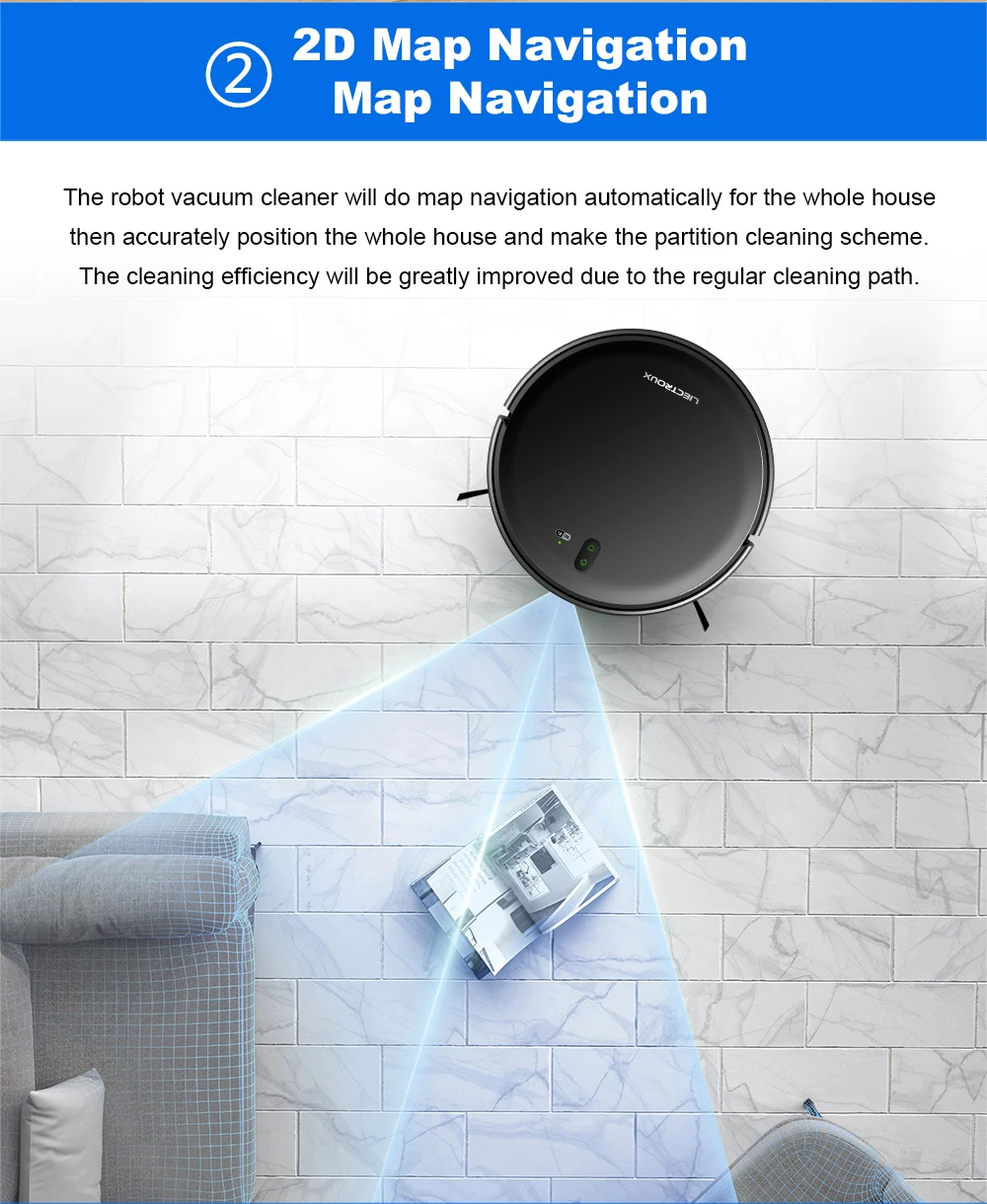 LIECTROUX L200 Robot Vacuum Cleaner & Wet Mop Combo,Smart Mapping,WiFi App,4KPa,Brushless Motor,Ideal for Pet Hair,Carpet,Floor