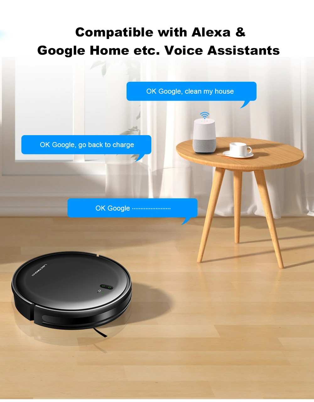 LIECTROUX L200 Robot Vacuum Cleaner & Wet Mop Combo,Smart Mapping,WiFi App,4KPa,Brushless Motor,Ideal for Pet Hair,Carpet,Floor