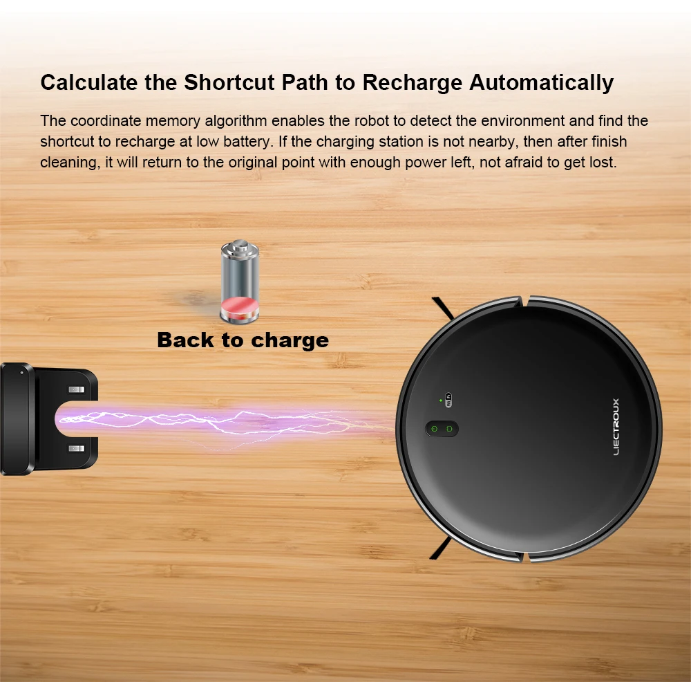 LIECTROUX L200 Robot Vacuum Cleaner & Wet Mop Combo,Smart Mapping,WiFi App,4KPa,Brushless Motor,Ideal for Pet Hair,Carpet,Floor