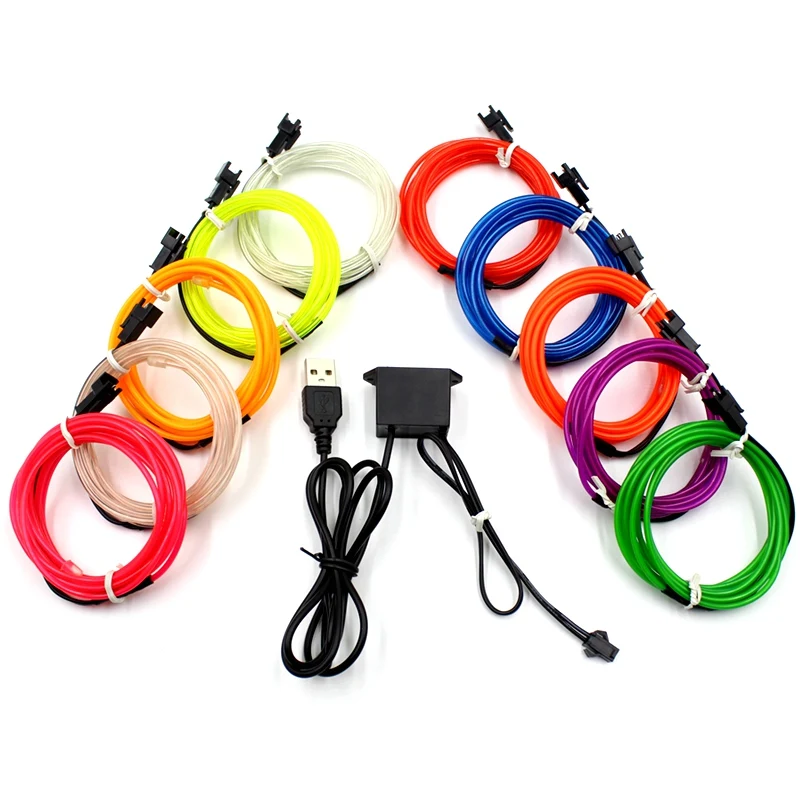 3M 5M 10M EL Wire Neon Light With 6mm Sewing Edge Novelty Light Neon LED Lamp Flexible Rope Tube LED Strip String Light