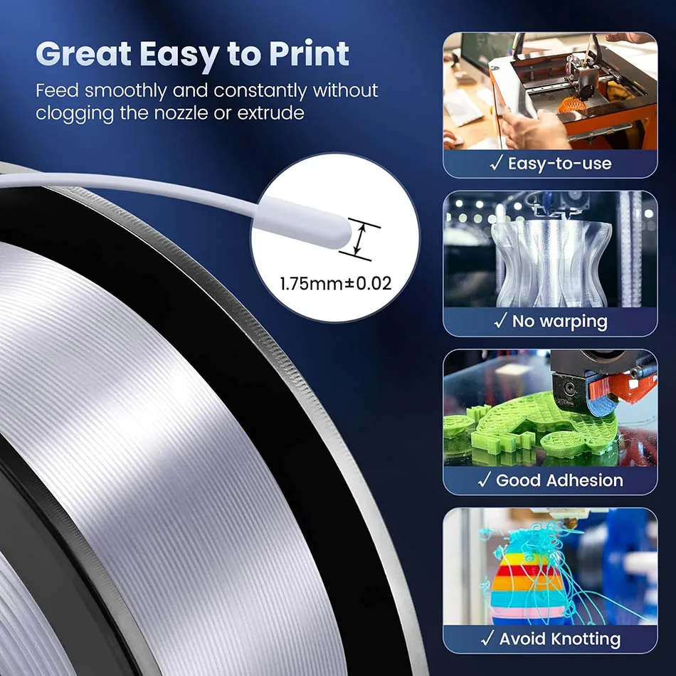 JAYO 3D Printer Filament PLA Series 1.75MM 5Rolls/10Rolls High Strength 100% No Bubble Neatly Wound for FDM DIY Gift Material