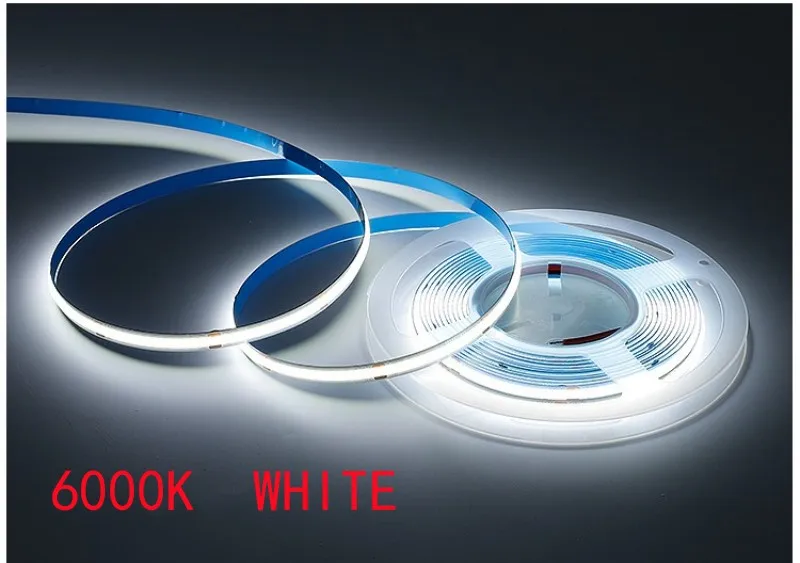 DC 12V 24V COB LED Strip Light 8mm High Brightness 320 LEDs/M High Density Flexible Strip Light Color Blue Red Green White Ra≥90