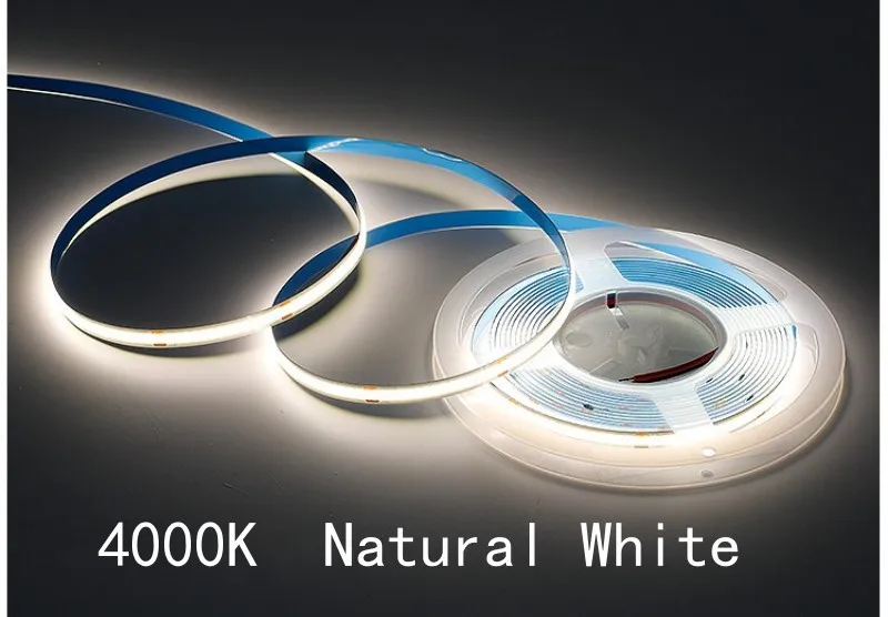 DC 12V 24V COB LED Strip Light 8mm High Brightness 320 LEDs/M High Density Flexible Strip Light Color Blue Red Green White Ra≥90