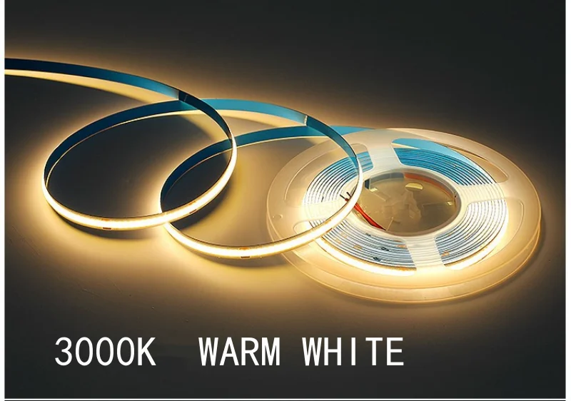 DC 12V 24V COB LED Strip Light 8mm High Brightness 320 LEDs/M High Density Flexible Strip Light Color Blue Red Green White Ra≥90