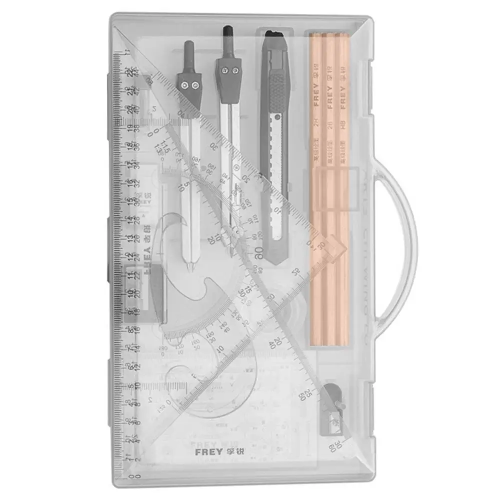 Drafting Kit Geometry Drawing Tools Set Triangle Ruler Compass Protractor Set Drafting Supplies Architecture Drawing Pencils