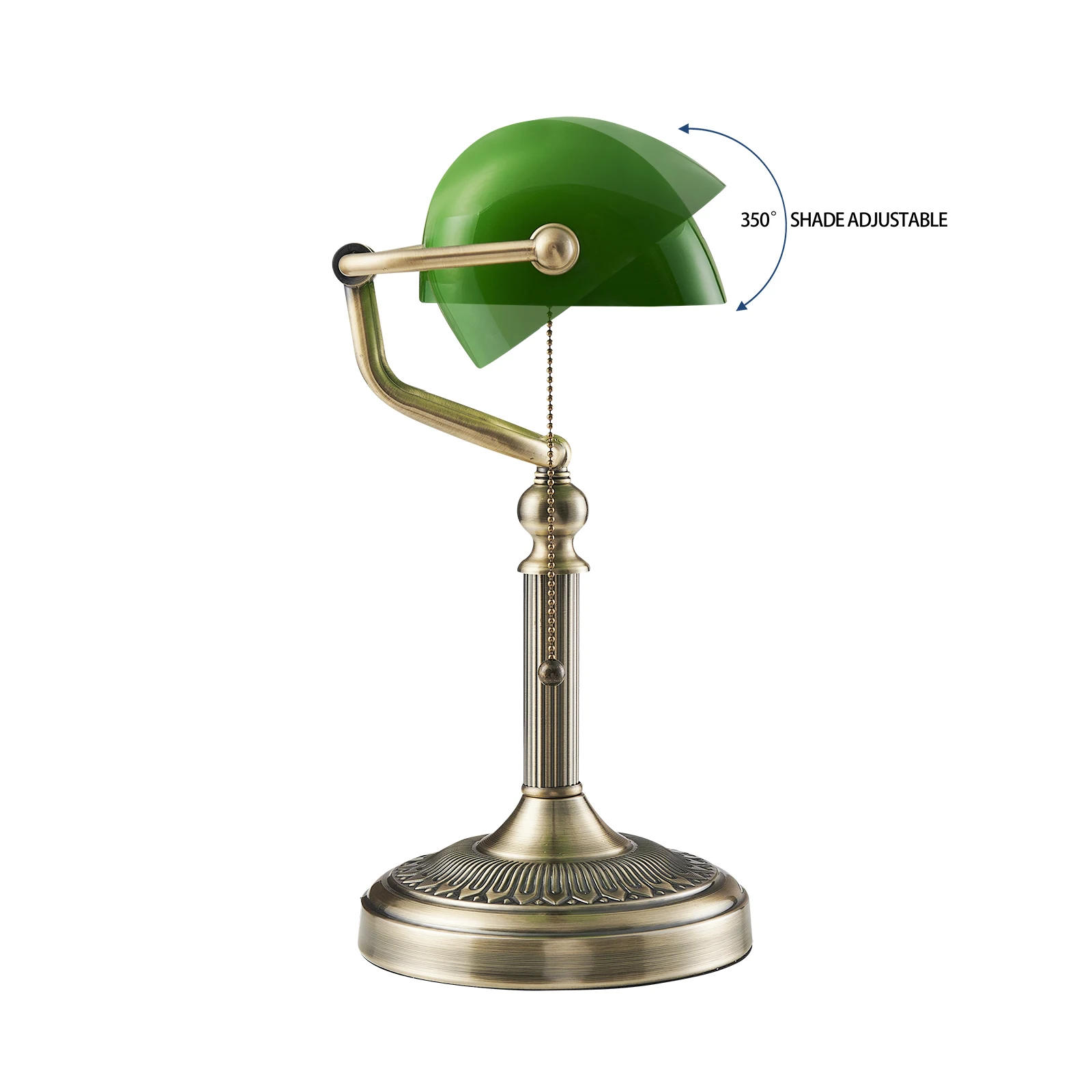 Green glass banker lamp table lamp with Chian switch E27/E26 Desk Lamp