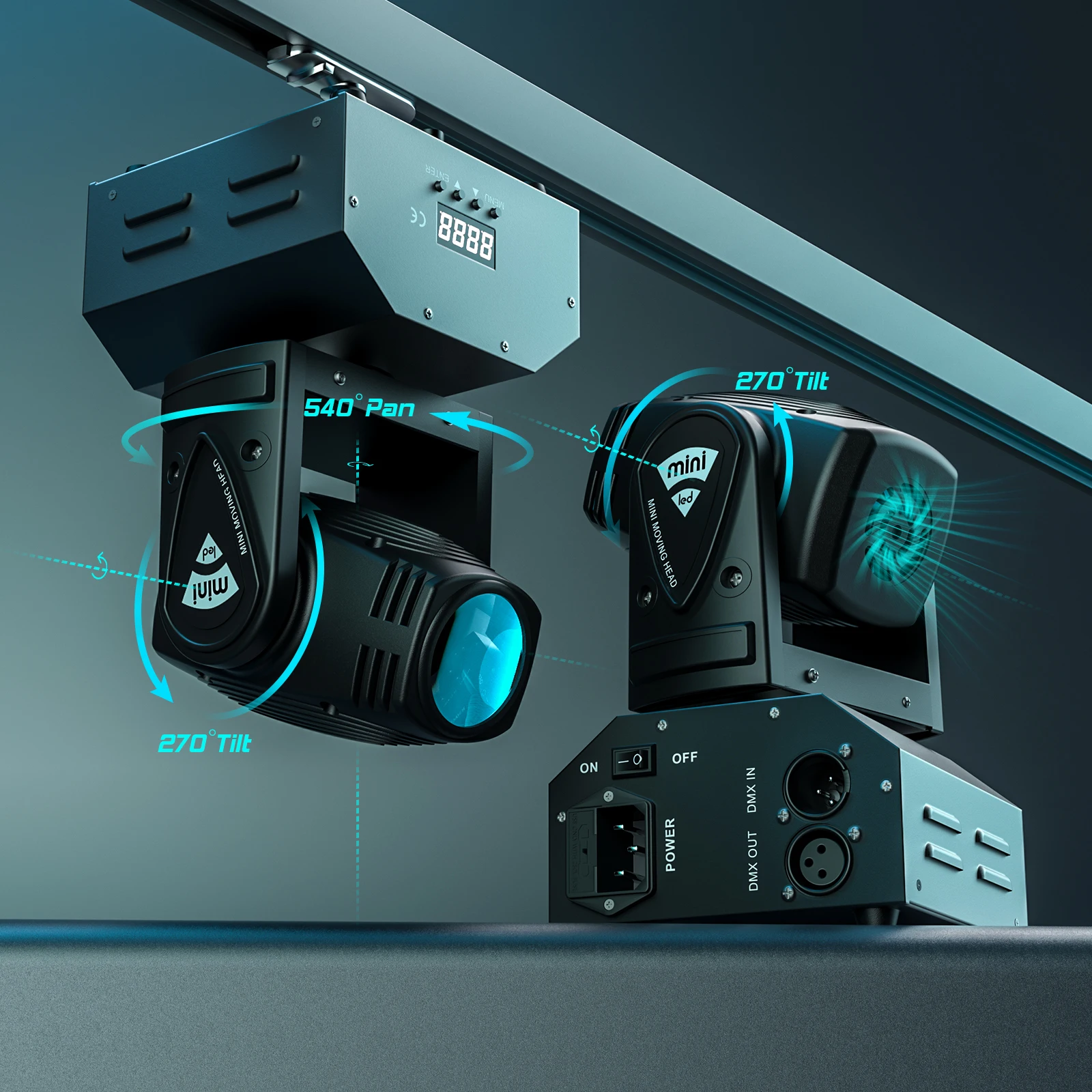 Mini LED RGBW Moving Head Light 11/13CH DMX512 Voice-activated 4 in 1 10W Stage Light for DJ Bar Disco Stage Effect Light