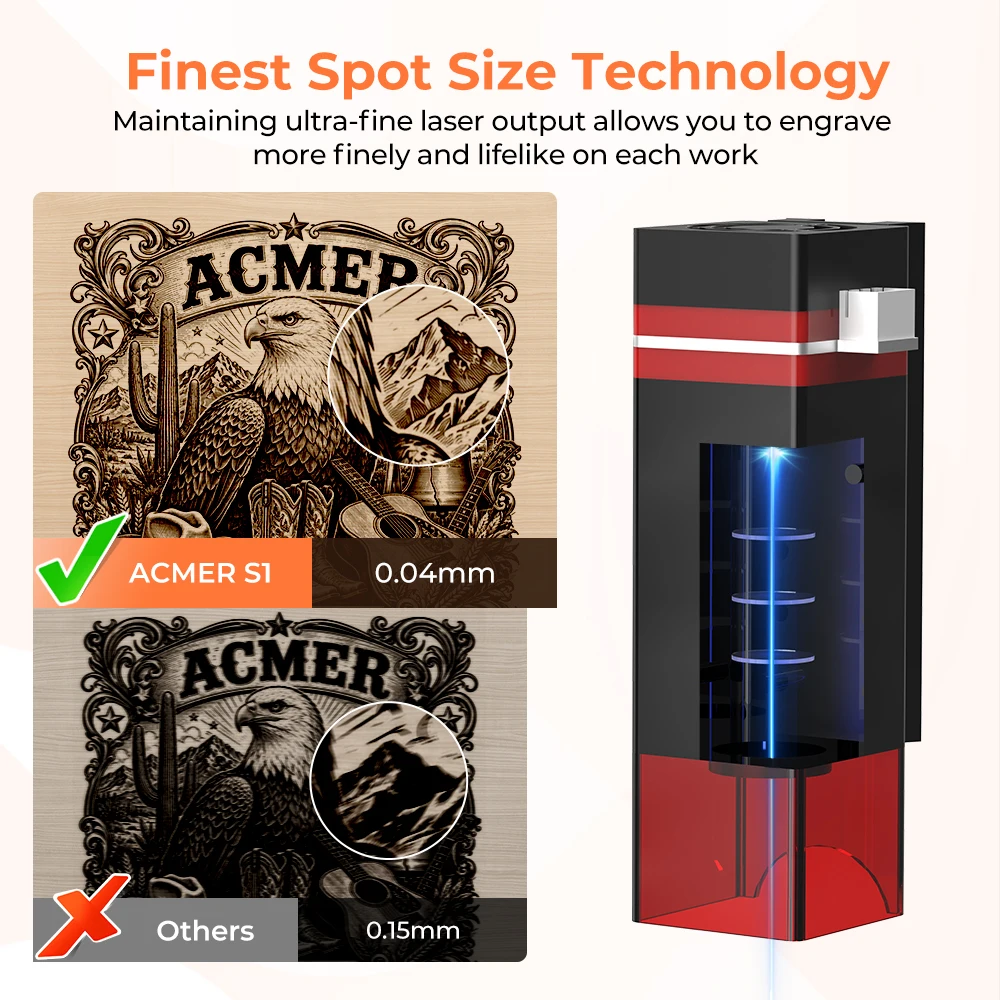 ACMER S1 6W/3.5W/2.5W Mini Portable Laser Engraver DIY Cutting Engraving Machine Engrave Logo Wood Painted Acrylic Glass Leather