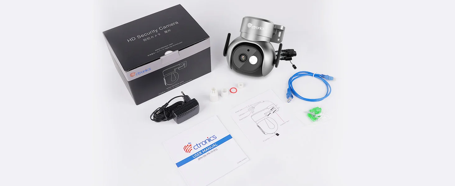 Ctronics Real 4K 8MP Outdoor WiFi 5Ghz Surveillance Camera Human Animal Car Auto Tracking 360 Color Night Vision Two-Way Audio