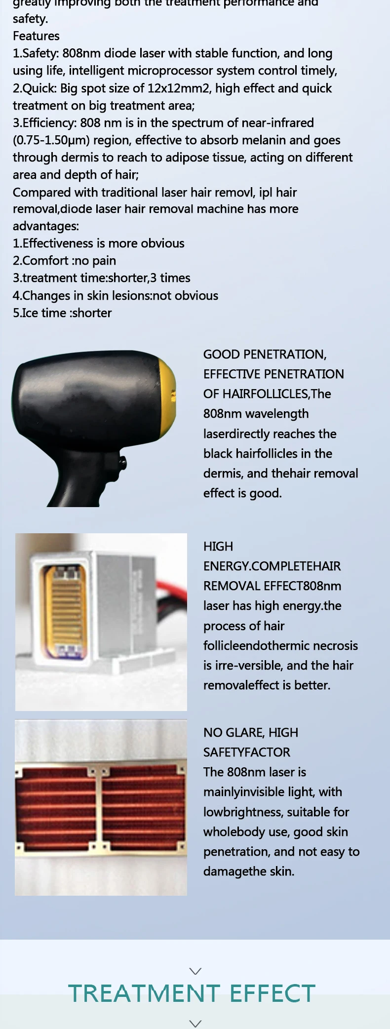 Soprano 808 2-in-1 semiconductor hair removal and laser tattoo removal machine with 10 target strips for painless hair removal