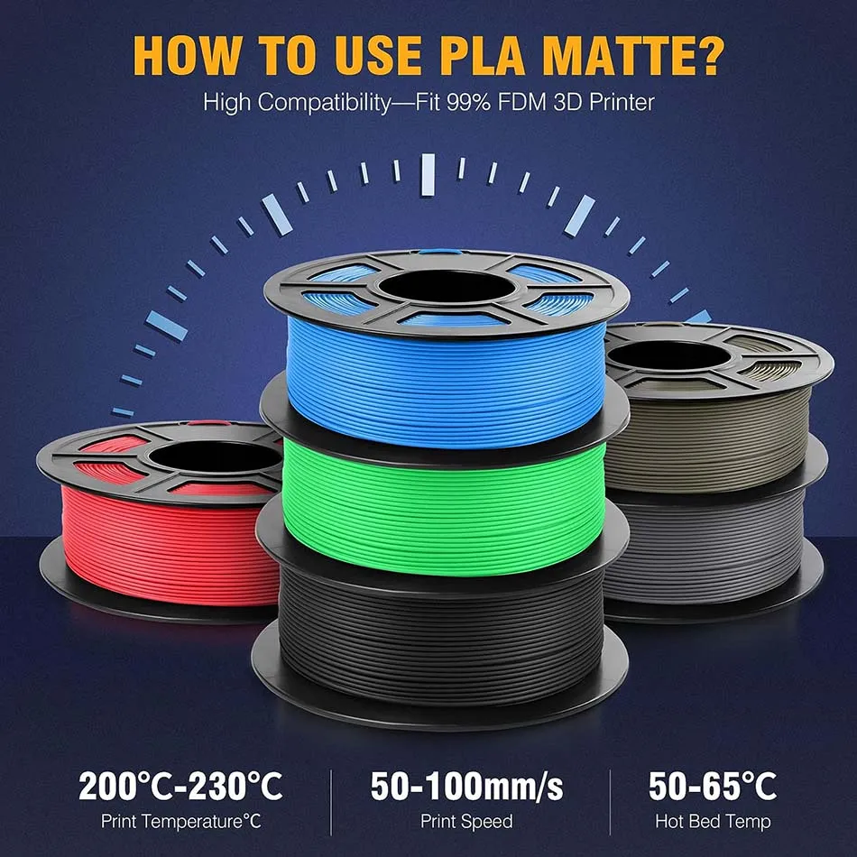 JAYO PLA Matte Filament 10 Rolls PLA 3D Printer Filament 1.75mm 1.1KG Neatly Wound Smooth Matte Finish Materials For FDM 3D