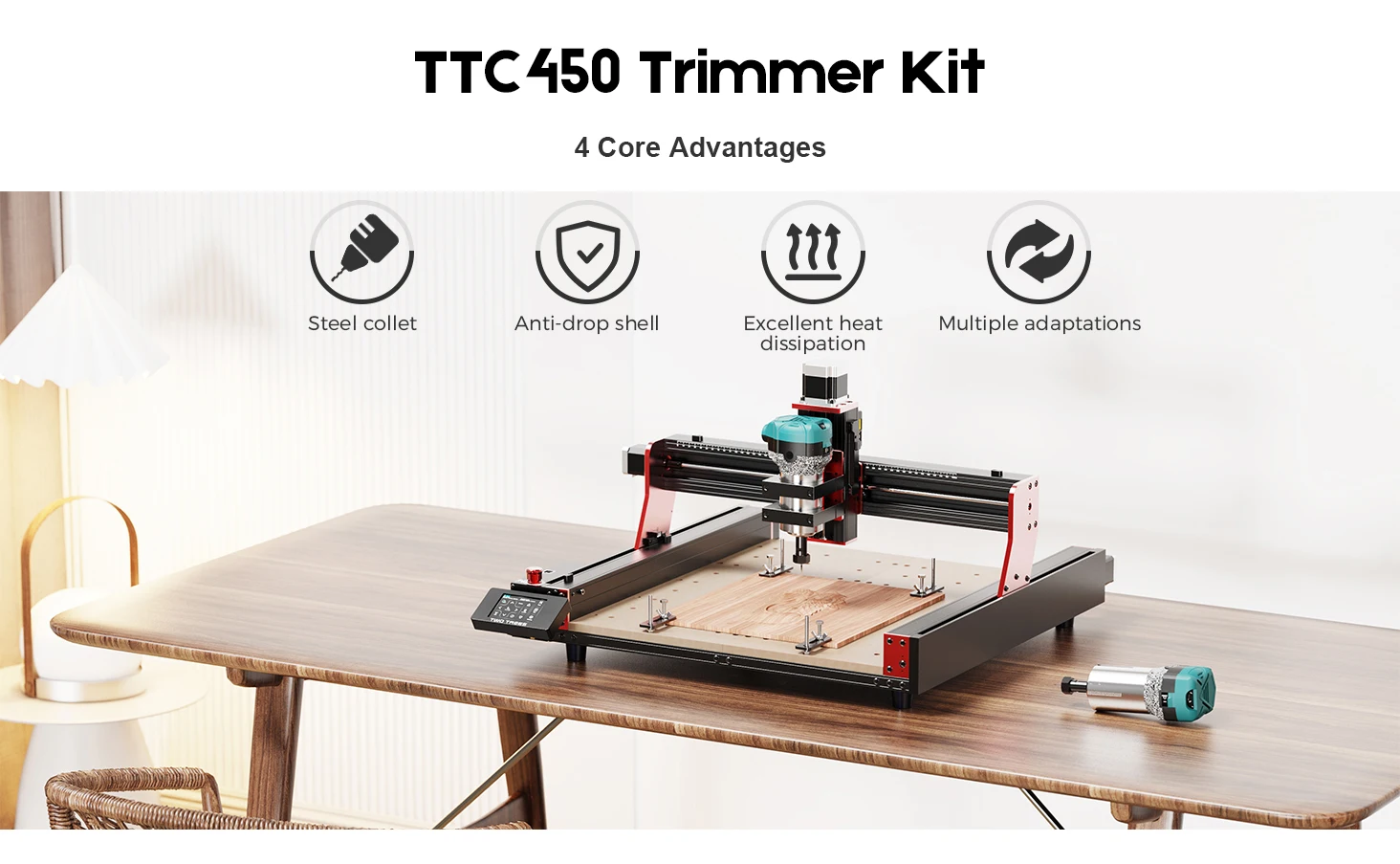 800W Wood Trimmer Router Spindle Electric Trimming Machine Woodworking Trimmer for CNC Engraver TTC450 Pro Engraver Parts