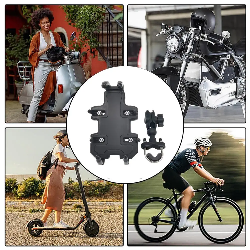 Motorcycle Electric Bike Mobile Phone Holder 360 Degree Rotatable Protective Bracket GPS Mount Phone Holder Shock Absorber