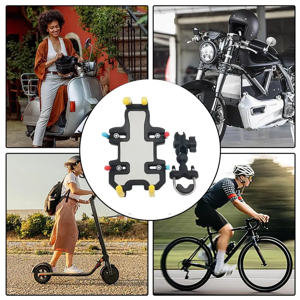Motorcycle Electric Bike Mobile Phone Holder 360 Degree Rotatable Protective Bracket GPS Mount Phone Holder Shock Absorber