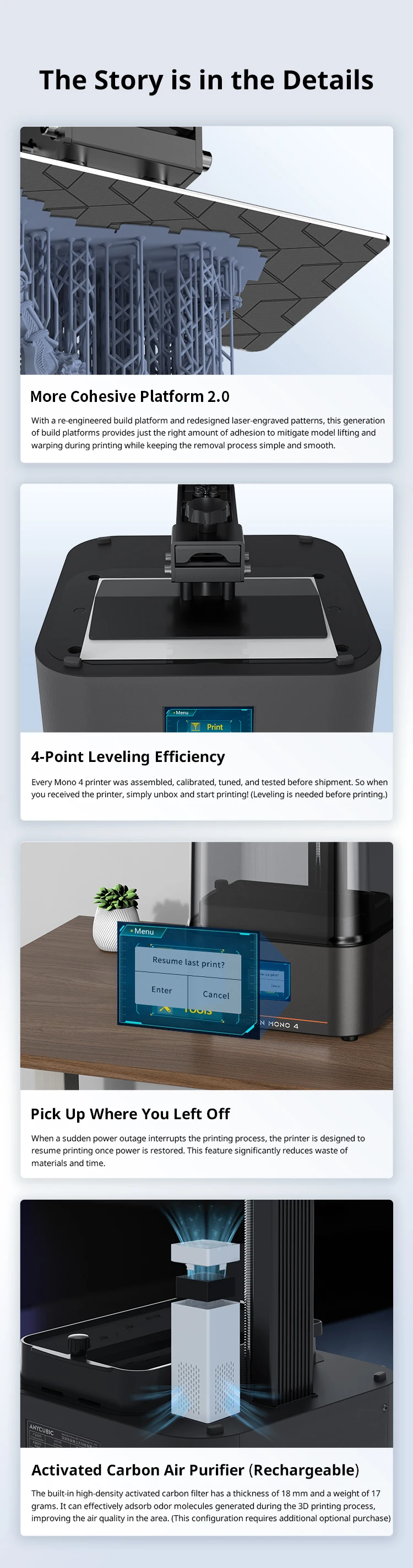 ANYCUBIC Photon Mono 4 10K+ 7 Inch High-definition Screen 3D Printer High Speed UV Resin 3D Printer Printing Size 153×87×165mm