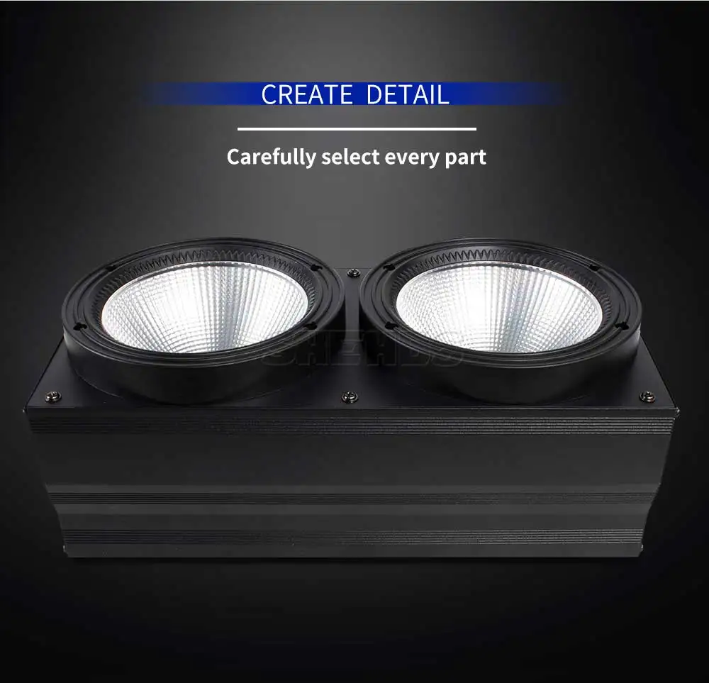 SHEHDS LED 2 Eyes 200W DMX Cool+Warm White COB High Power Blinder Stage Lamp for Theater Concert Decorative Effect Light