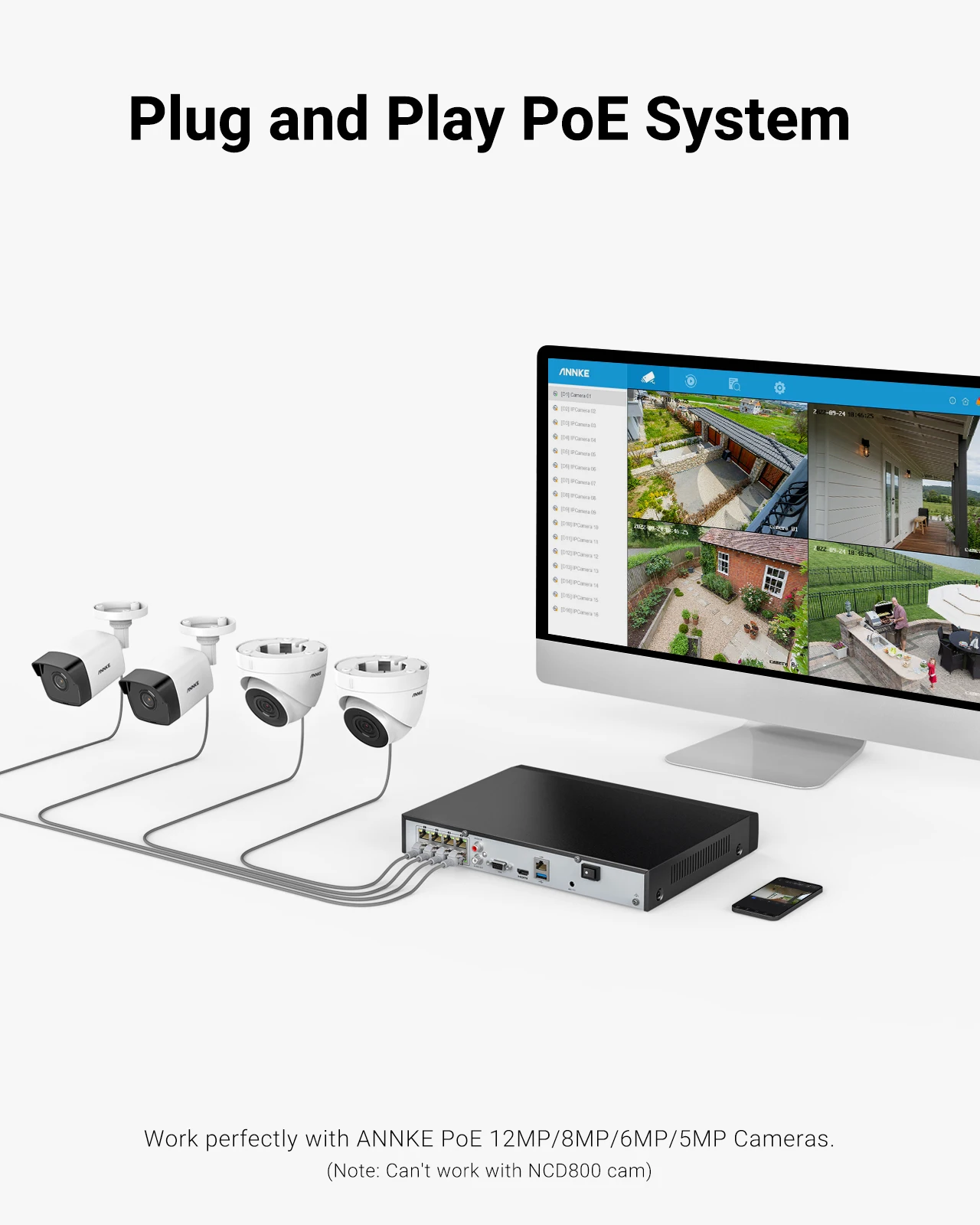 ANNKE 8CH 16CH 12MP POE Video Recorder H.265+ NVR Video Surveillance Security For 2MP 4MP 5MP 6MP 8MP/4K 12MP IP POE Camera