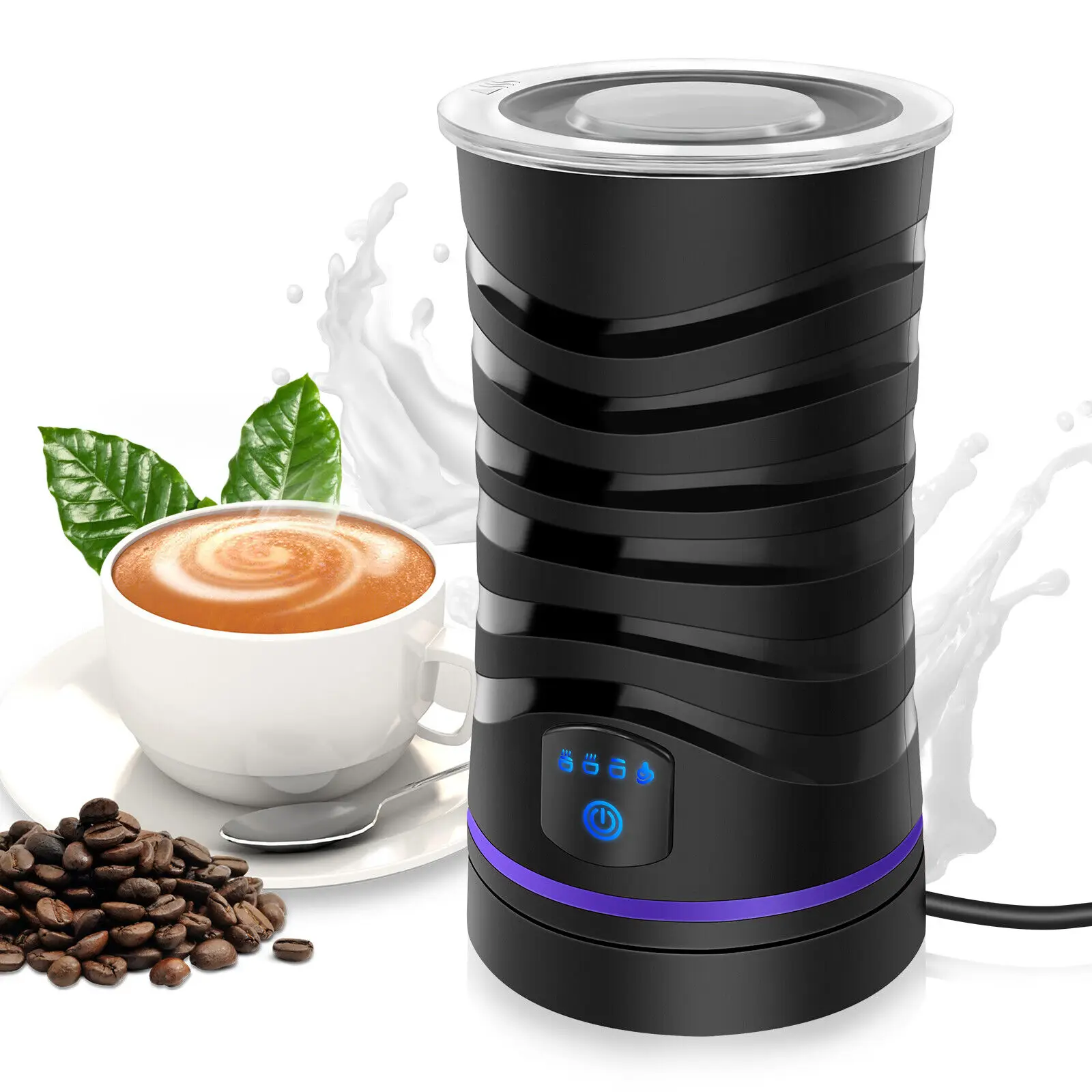 DayPlus 4 in 1 1500W Electric Automatic Milk Frother Maker Steamer Frother Machine,600ml Hot & Cold Foamer for Latte Coffee