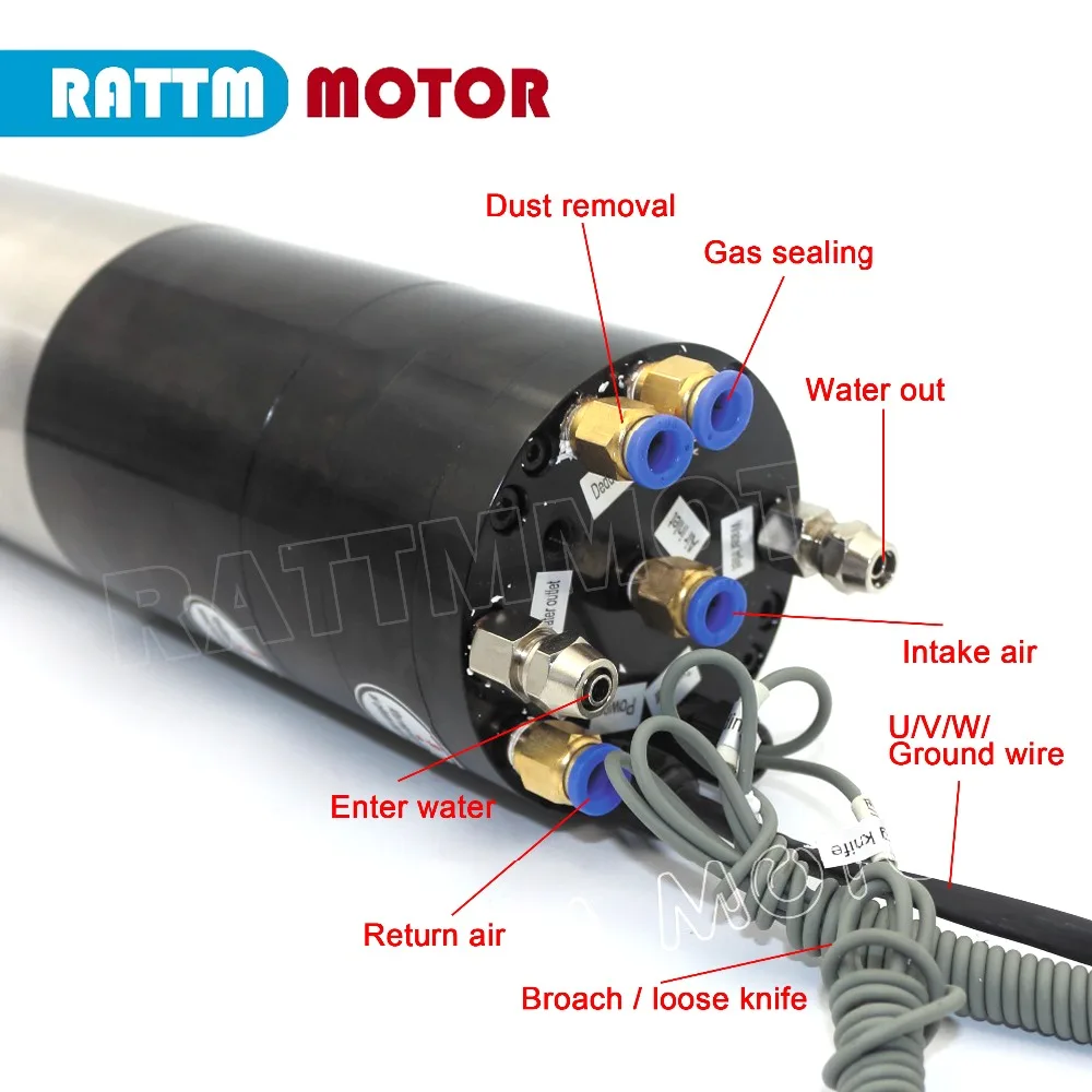 『US/EU』NC 2.2W 220V ATC Spindle Motor ISO20 80mm Permanent POWER Water Cooled Spindle+Inverter For CNC Router Machine