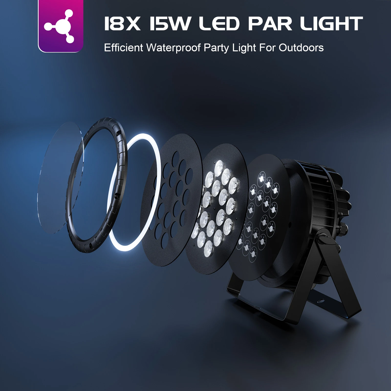 18*15W LED Par Light RGBW 4 In1 Stage Light DMX512 Waterproof IP65 Rated Outdoor For TV Studio Theater Auditorium Christmas