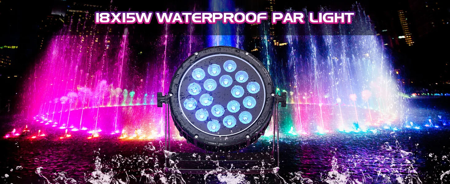 18*15W LED Par Light RGBW 4 In1 Stage Light DMX512 Waterproof IP65 Rated Outdoor For TV Studio Theater Auditorium Christmas