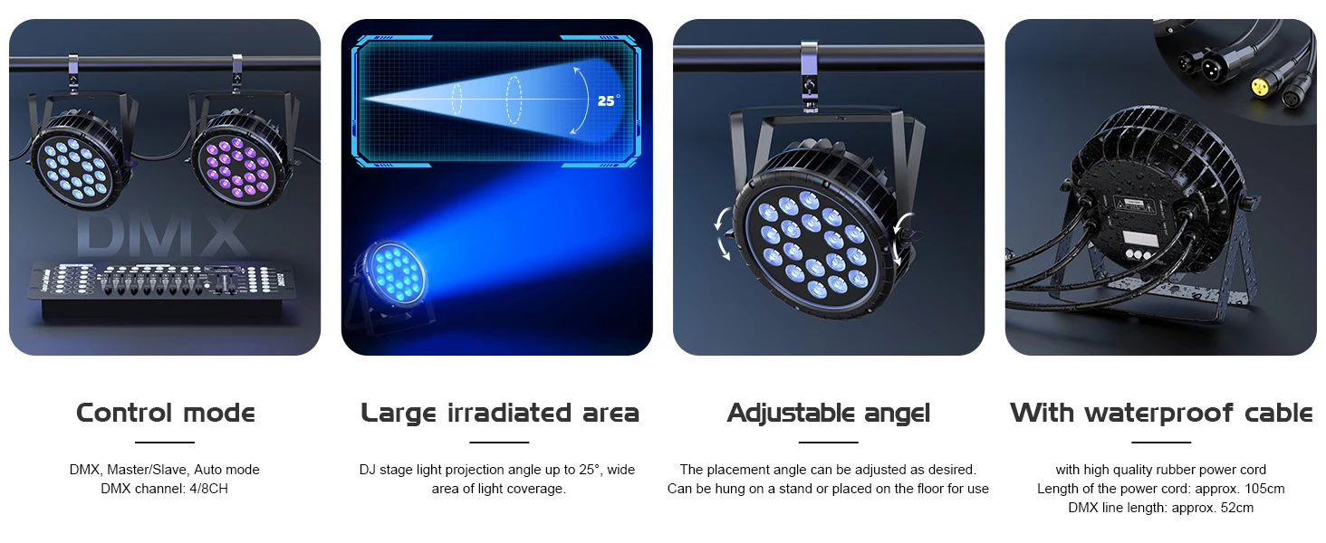 18*15W LED Par Light RGBW 4 In1 Stage Light DMX512 Waterproof IP65 Rated Outdoor For TV Studio Theater Auditorium Christmas