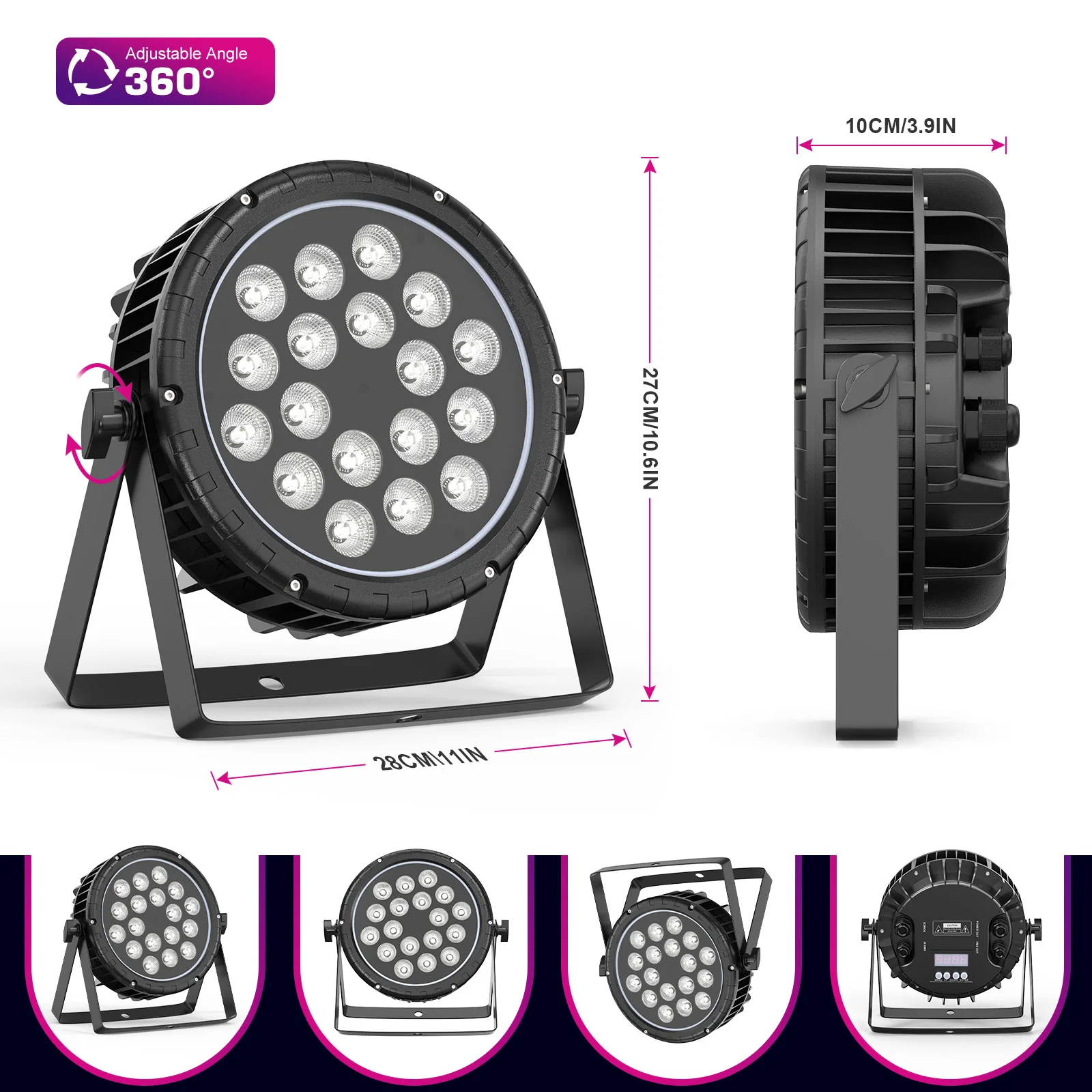 18*15W LED Par Light RGBW 4 In1 Stage Light DMX512 Waterproof IP65 Rated Outdoor For TV Studio Theater Auditorium Christmas