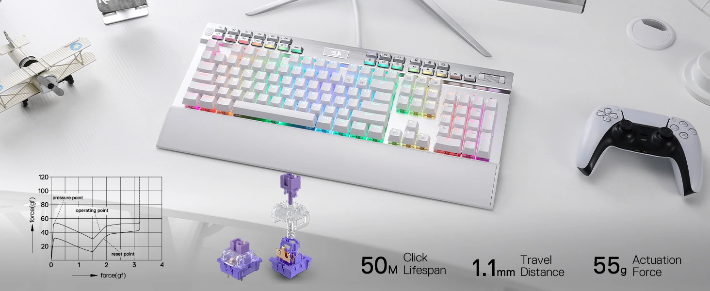 Redragon K550 RGB Gaming 104 Keys + 12 Macro G Keys Wired Mechanical & Wrist Rest Keyboard