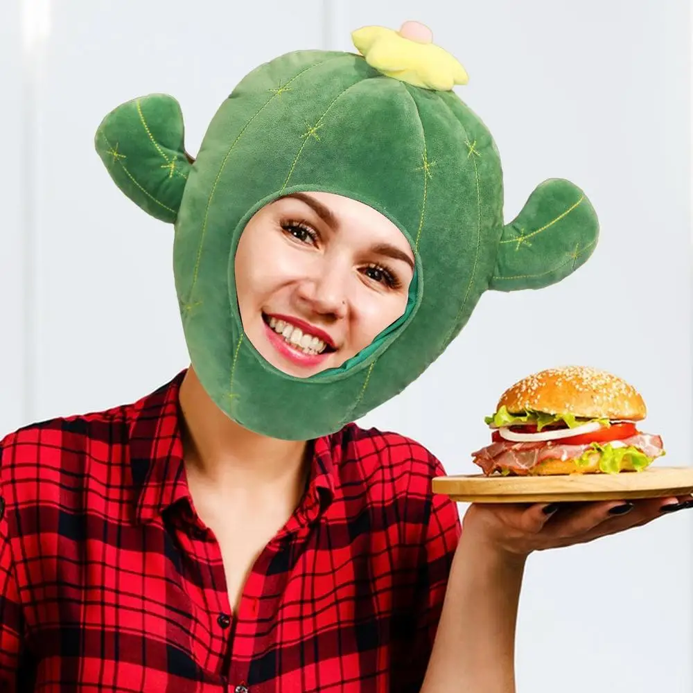 Funny Hat For Women Men Cactus Soft Plush Doll Headgear Hat Sleeping Toy For Holiday Items