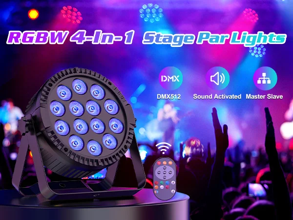 U'King 4PCS 80W Par Light 4in1 RGBW 14 LED Stage Effect Light DMX512 Remote Control Flat Light for KTV DJ Disco Bar Stage Light