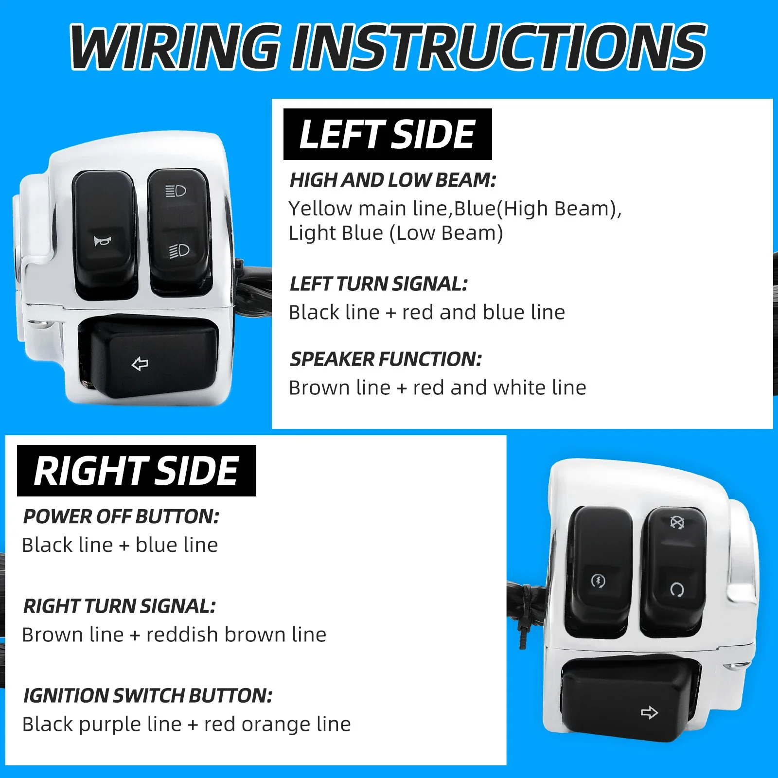 Motorcycle Black Chrome 1" 25mm Handlebar Turn Signal Control Switch For Harley XL883 Sportster Dyna V-ROD Softail