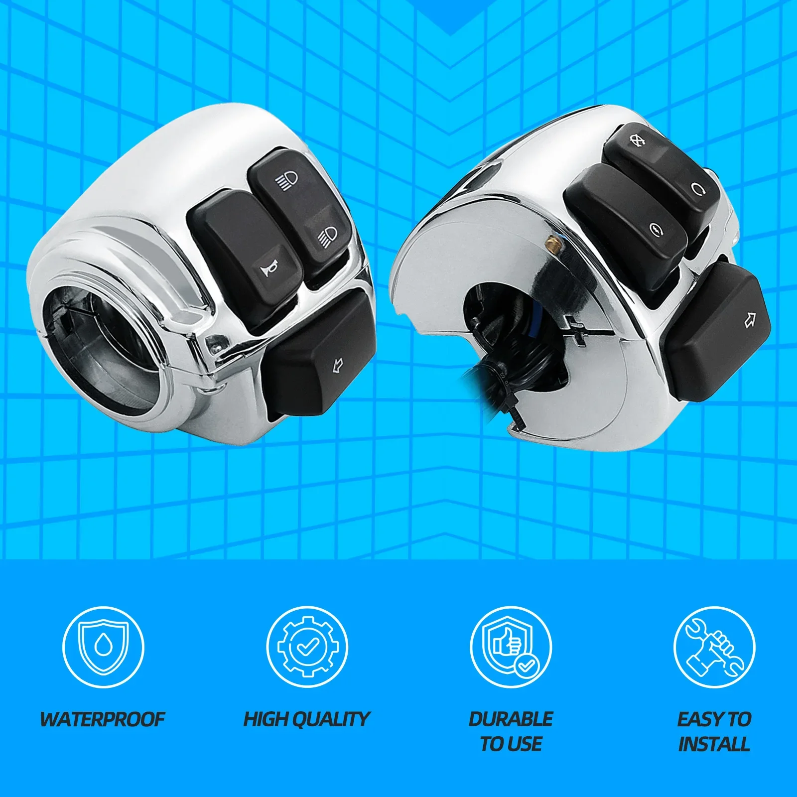 Motorcycle Black Chrome 1" 25mm Handlebar Turn Signal Control Switch For Harley XL883 Sportster Dyna V-ROD Softail