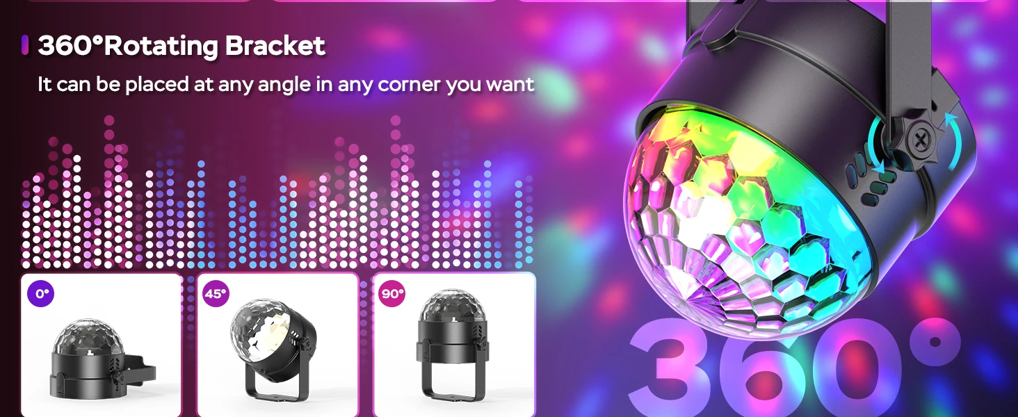 Gwong 3 LED Magic Ball Light Rotating Stage Light with Remote Control Effect Atmosphere Lamp for Concert Club Party DJ Show Lamp