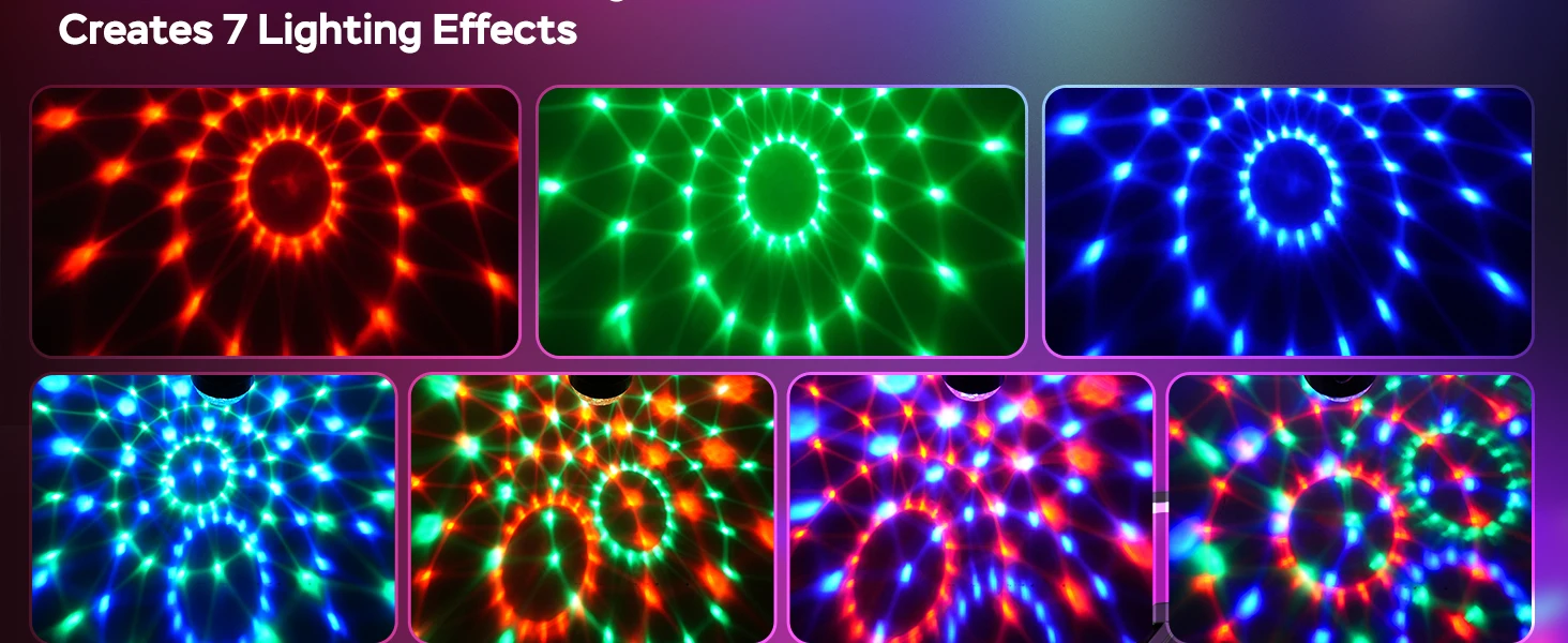 Gwong 3 LED Magic Ball Light Rotating Stage Light with Remote Control Effect Atmosphere Lamp for Concert Club Party DJ Show Lamp