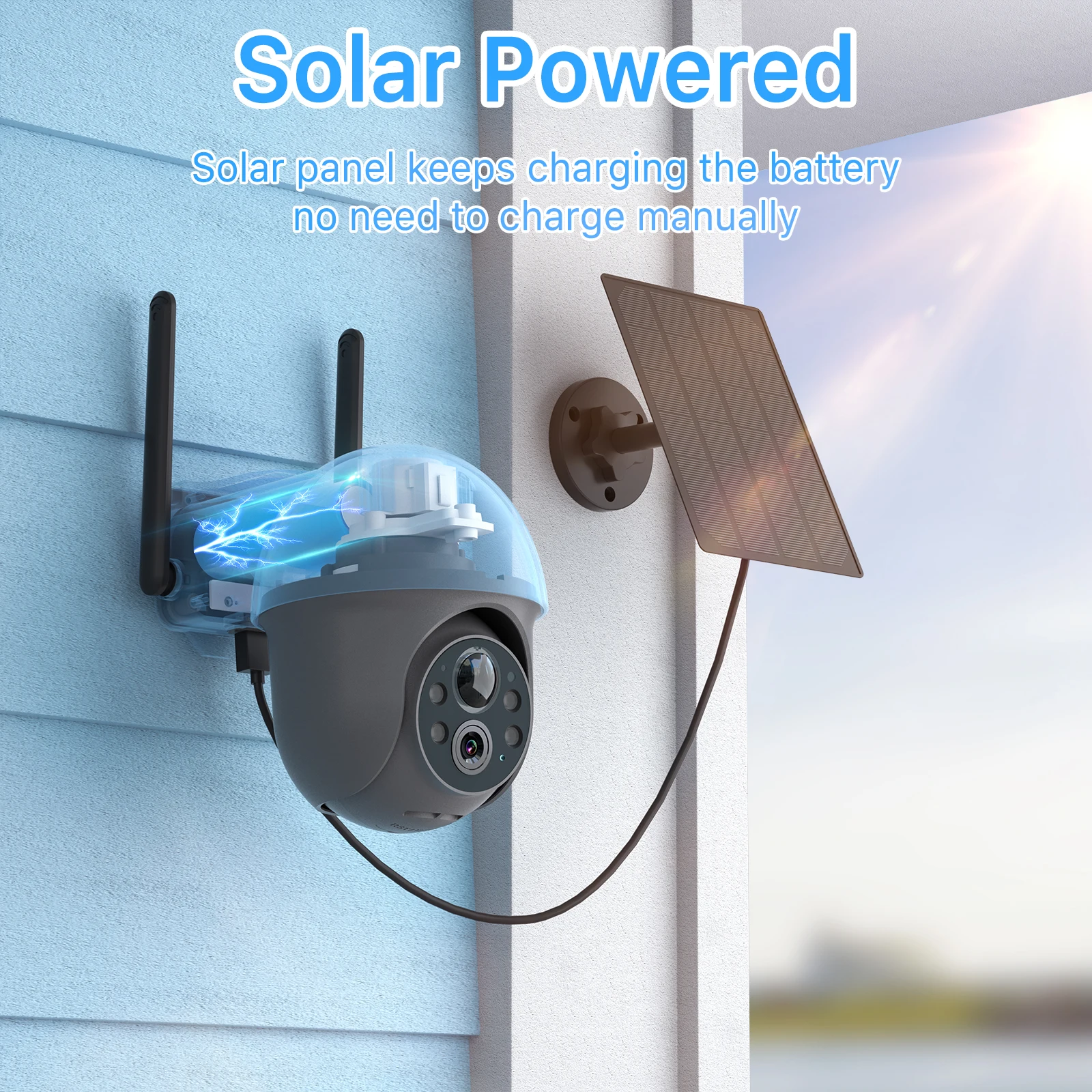 ANRAN 2K WiFi Camera 3/5MP Solar Panel Battery Camera,Free Basic Cloud Storage,Compatible Alexa,PIR Detection,Color Night Vision