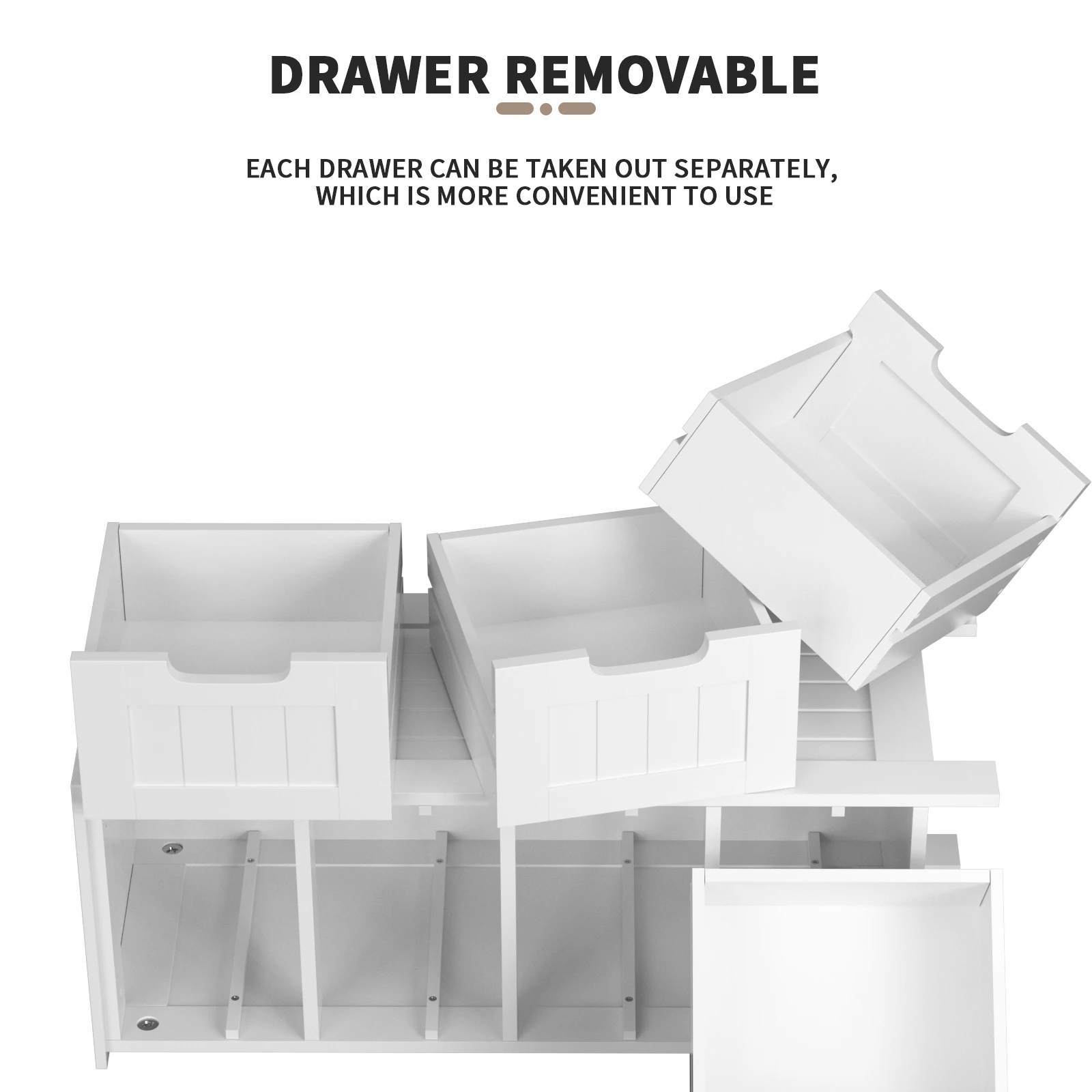 DayPlus Bathroom Storage Cabinet with 4 Drawers, White Floor Standing Storage Cupboard Unit for Home, W11.8''x D11.8 xH32.4''
