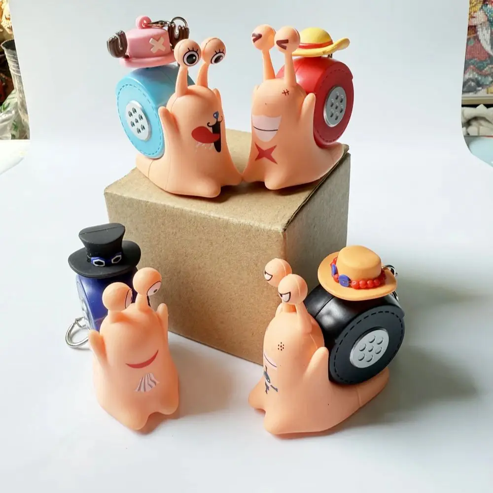 One Piece Den Den Mushi Model Toys Cartoon Luffy Sabo Ace Chopper Snail Shaped Phone Can Sound Recording Toys for Children Gifts