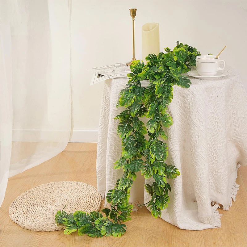 170cm Artificial Hanging Plants Fake Tropical Plants Vines Plastic Monstera Leaves Turtle Leafs for Garden Wedding Home Decor